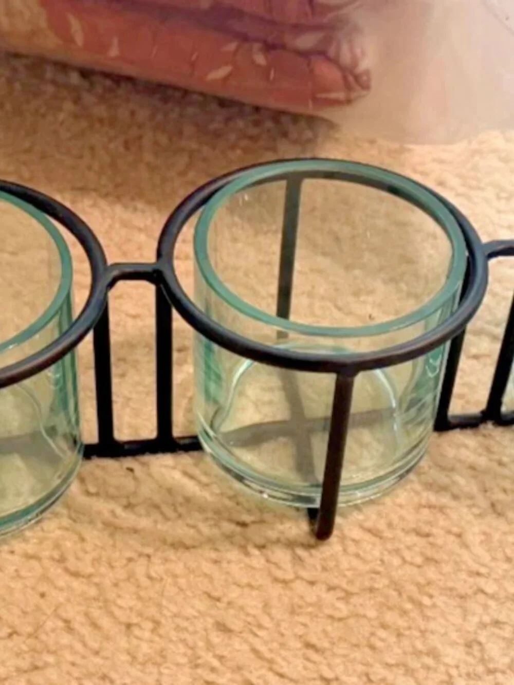 Pottery Barn Dani Handcrafted Circular Candle Holders Centerpiece Glass + Metal